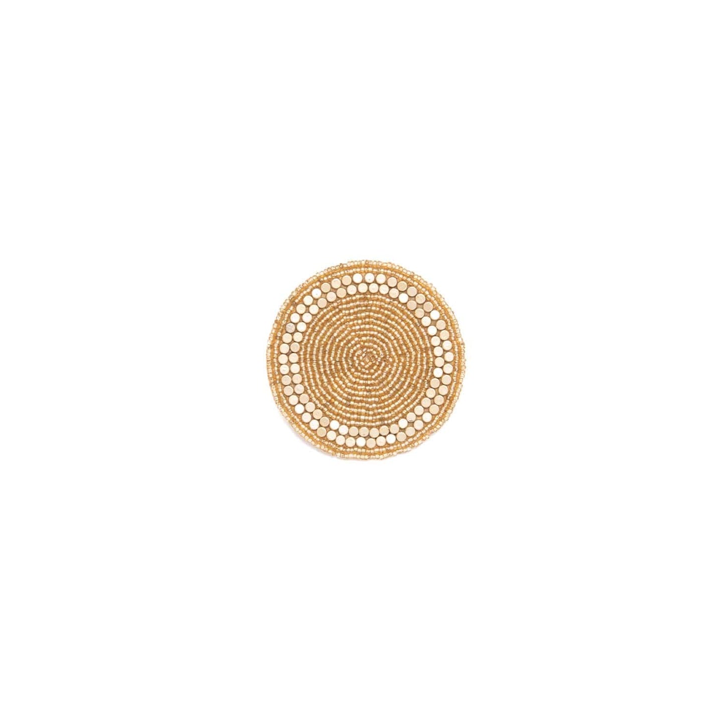 Ans Beaded Round Bcs25042A Coasters Tied With Organza Ribbon Gold 4Pc Set 4In-BST25048A